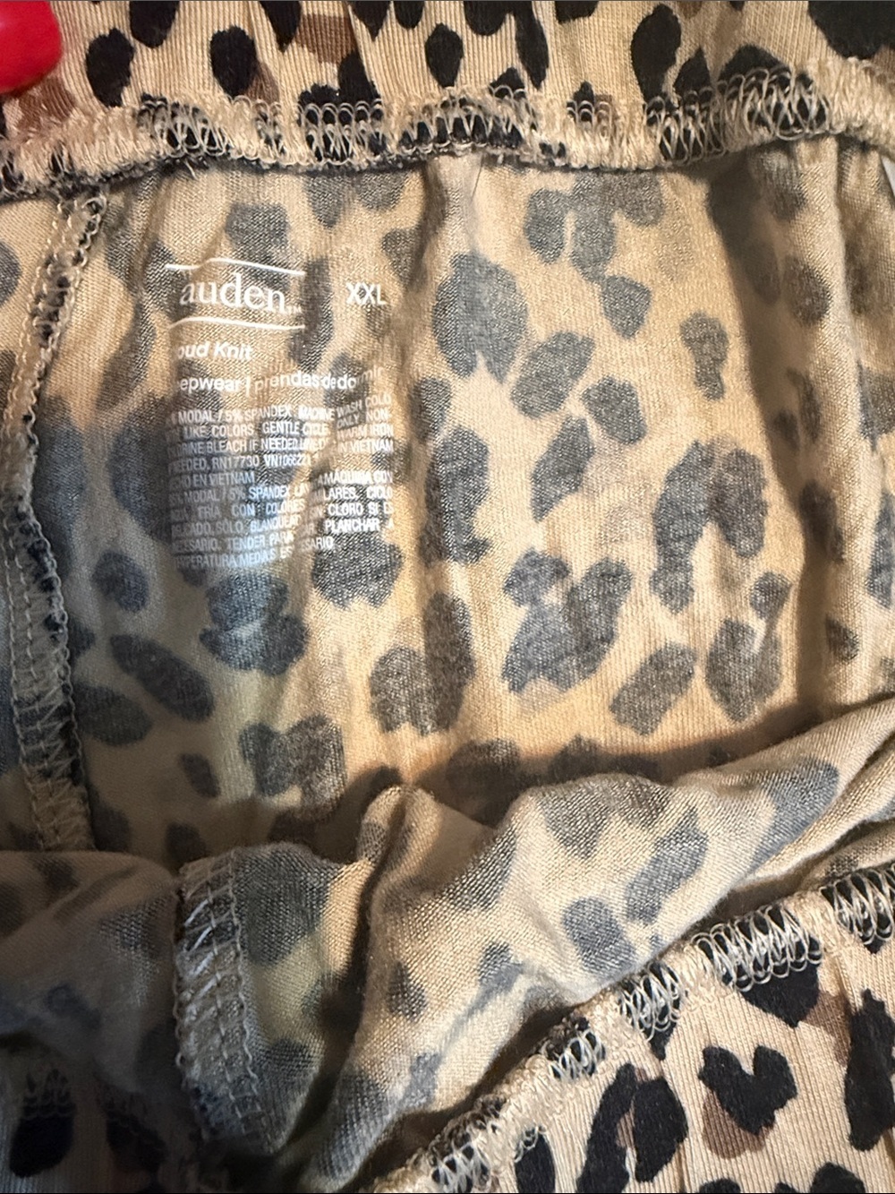 Leopard Print Drawstring Lounge Shorts - Black & Cream - Picture 2 of 3